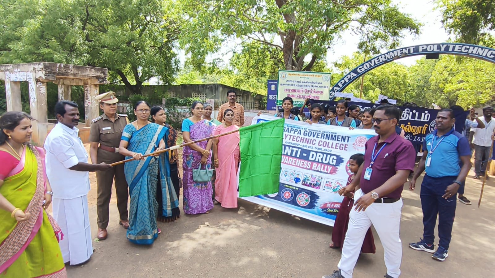 காரைக்குடி அழகப்பா பாலிடெக்னிக்கில் போதை ஒழிப்பு விழிப்புணர்வு பேரணி